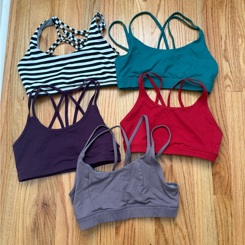 Born Primitive Sports Bra Bundle - Teal, Red, Purple, Gray, Black-White Stripe